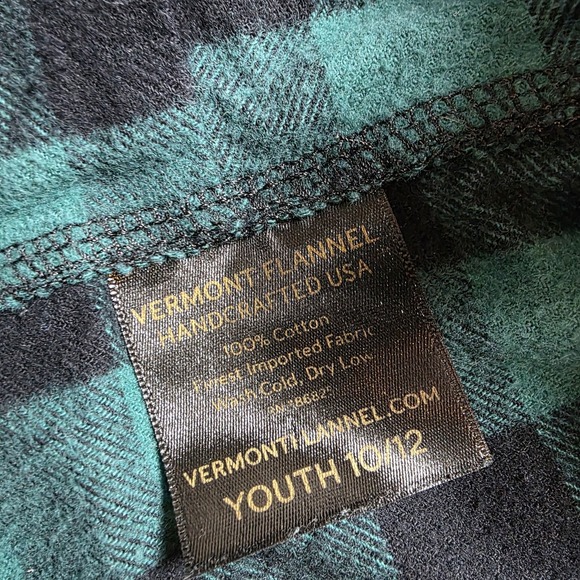Vermont Flannel Company Button Pullover Green/black Plaid Kids 10-12 100% Cotton - Picture 3 of 6